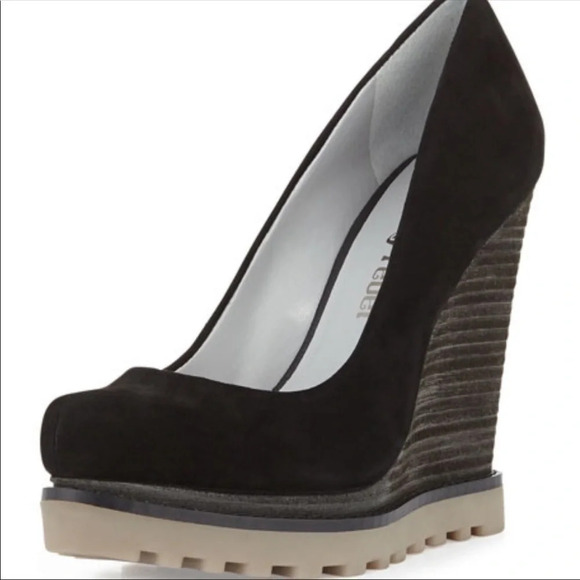 Luxury Rebel | Black Syri Suede Wedges - Picture 1 of 8